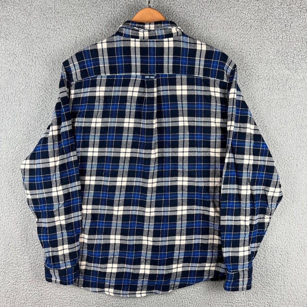 Orvis Shirt Mens Extra Large Heavyweight Flannel Blue Plaid Pockets Shacket - Picture 6 of 14